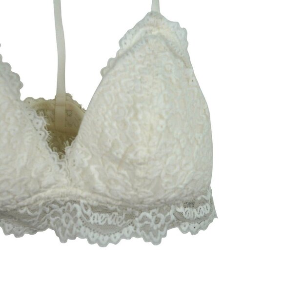 Aerie Cream Lace Bralette With Scalloped Hem‎ & Adjustable Straps Sz S/P - Picture 2 of 4
